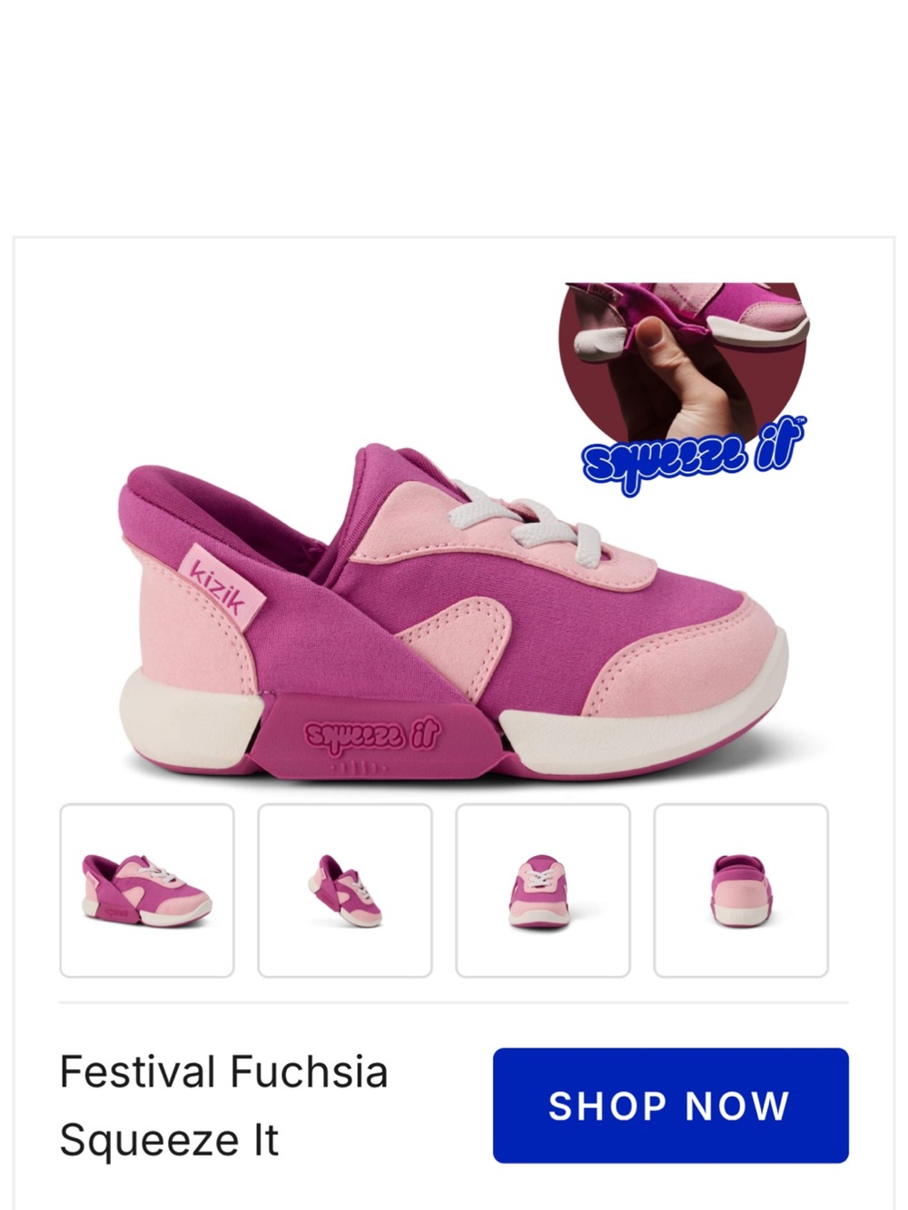 Squeeze It Kids Sneakers - Festival Fuchsia